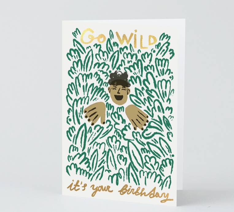 Wrap Go Wild Green Abstract Birthday Card