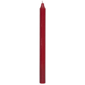 Single Tall Rustic Dinner Candle / Red