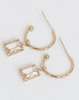 Hortense Crystal Tiny Hoop Gold Earrings Pink