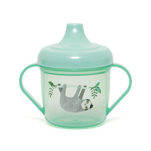 Load image into Gallery viewer, petit monkey training cup green sloth illustration on front  