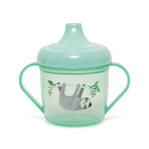 petit monkey training cup green sloth illustration on front  