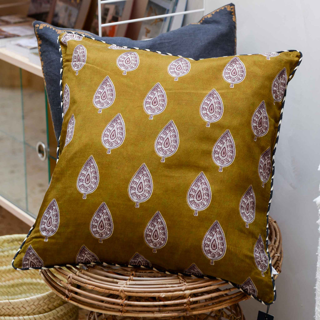 Paisley Mustard Cushion With Filler 50x50