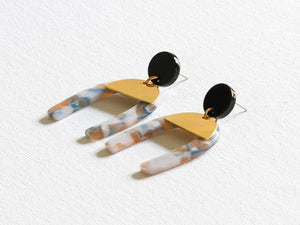 Claudia Arch resin Earrings in Blue and Brown
