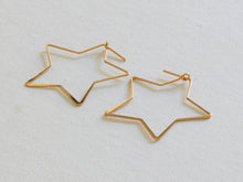 Load image into Gallery viewer, Iman Gold Plated Star Hoops