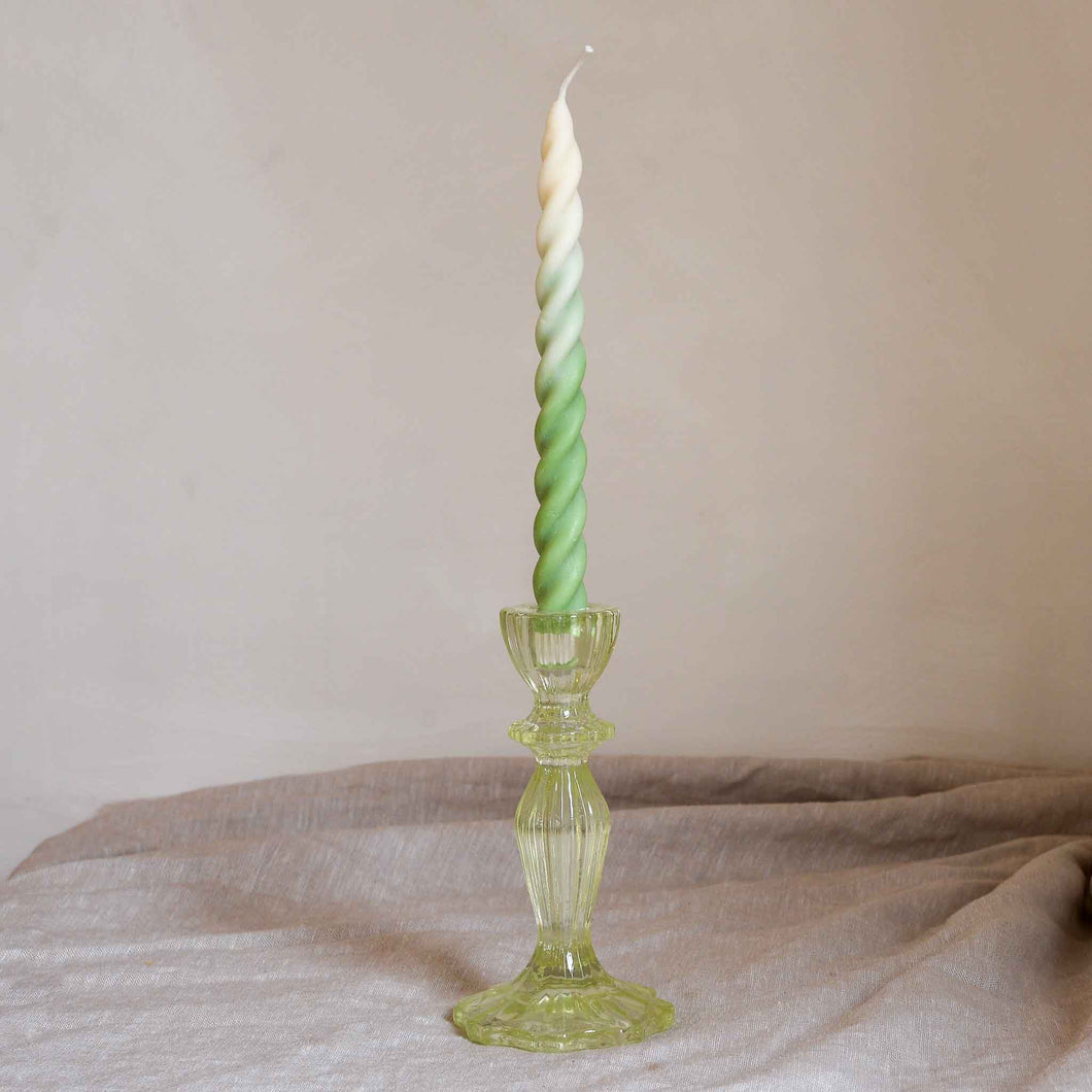 Green Ombre Twirl Taper Candle