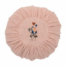 Load image into Gallery viewer, Round Guowei Cushion in Rose Cotton with Embroidery