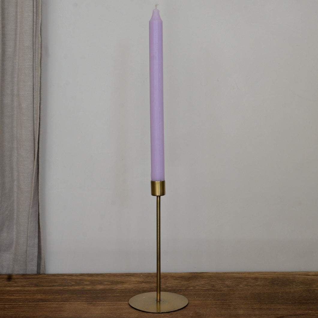 Single Tall Rustic Dinner Candle / Lilac