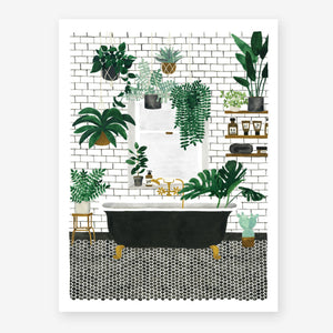Bathtub and Plants Print (Choice of two sizes)
