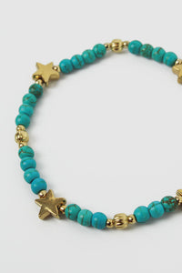 Gold Star Elastic Bracelet / Turquoise
