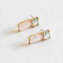 Load image into Gallery viewer, Big-Metal-London-Green-and-Pink-Kim-Hand-Cut-Stone-Luxe-Demi-Fine-Drop-Earrings-Gold-Plated