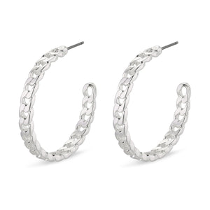 Chain Hoop Yggdrasil Silver Plated Earrings in Large