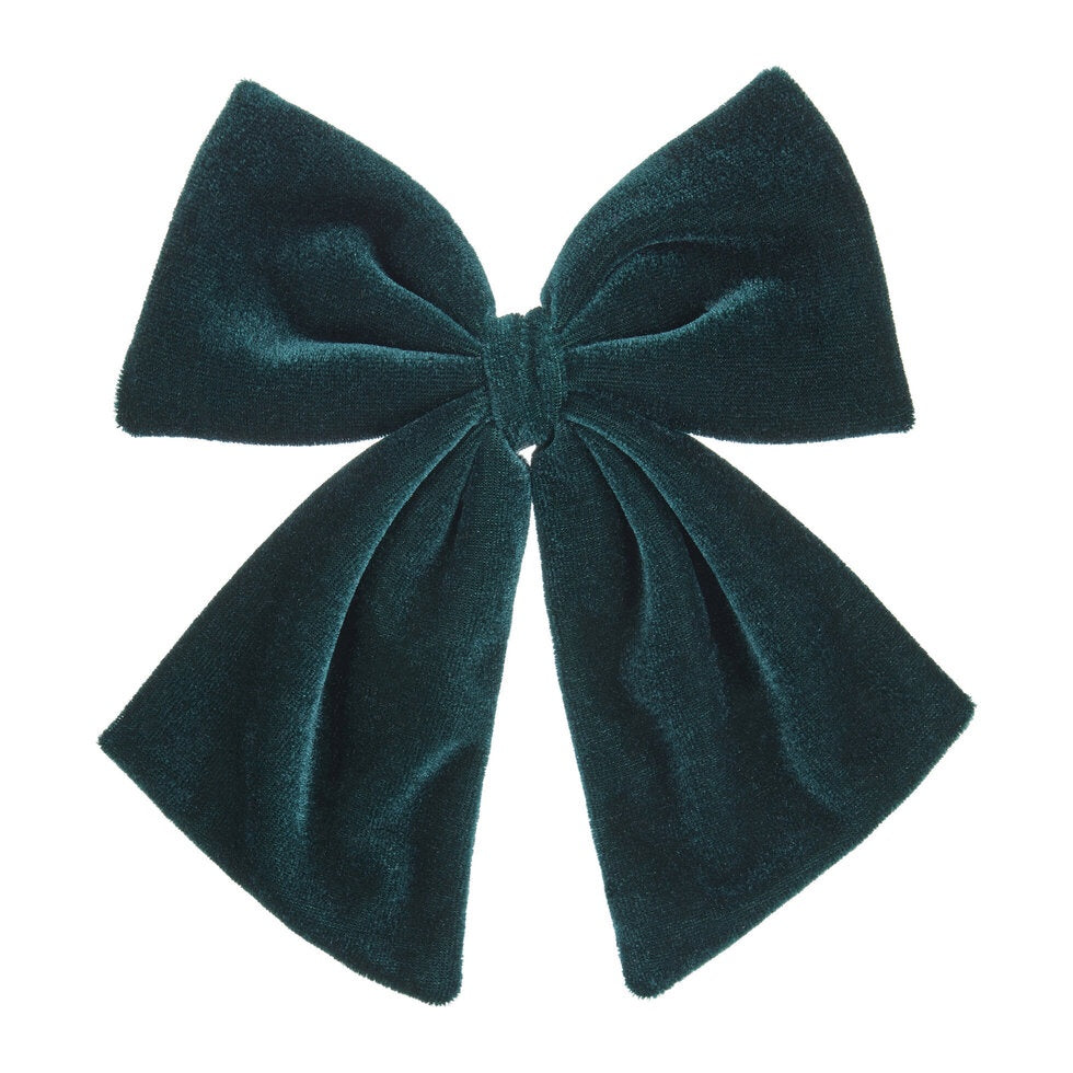 Mimi and Lula Forest Green Velvet Bow Clip