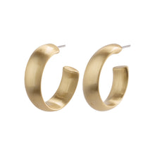 Load image into Gallery viewer, Garnet Satin Gold Plated Chunky Hoops