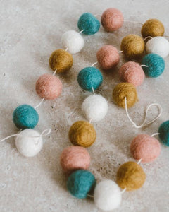 Handmade Natural Wool Felted Pom Pom Garland Goldrick