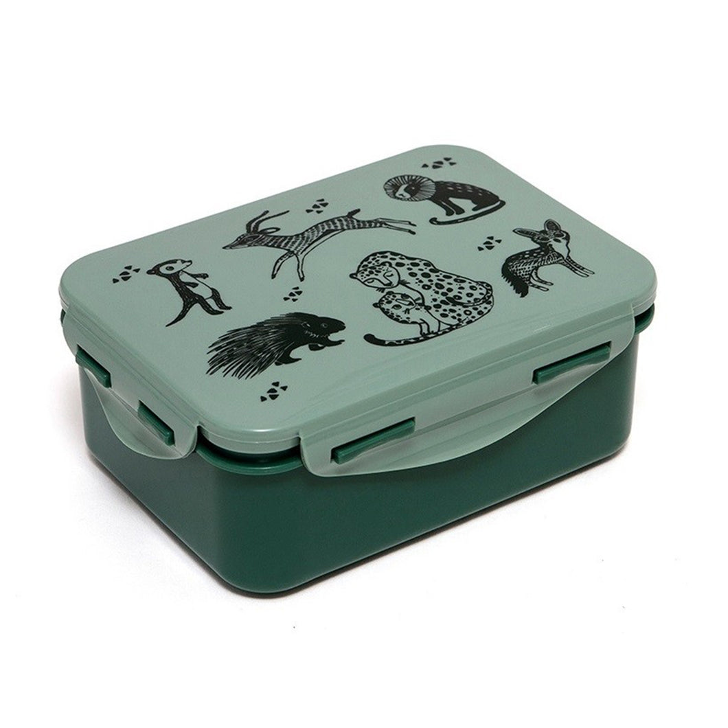 Green Kids Lunchbox with Wildlife Print