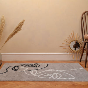 Visage Two Shaggy Rug in Grey with Natural / Black in Organic Cotton 90x120