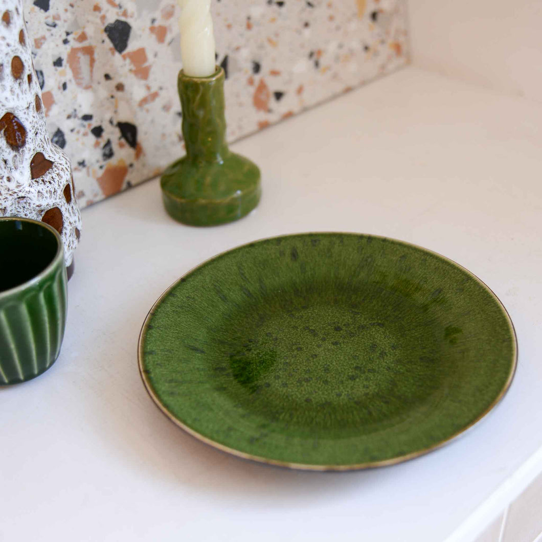 HK Living Ceramic Side Plate in Spotted Green