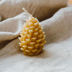 Handmade Beeswax Pine Cone Candle
