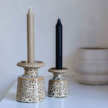 Load image into Gallery viewer, Hubsch Brown and White Ceramic Stone Candlestick Holders in large