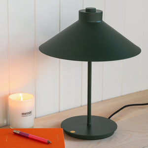 Hubsch Green Metal Table Lamp side view