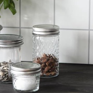 Small Glass Patterned Storage Jar