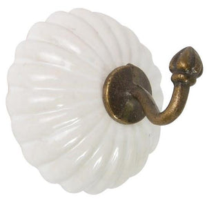 IB Laursen Ceramic and Brass Hook in Cream or White