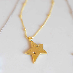 Junk Jewels Star Charm Jewelled Necklace Silver or Gold Plated