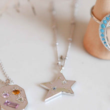 Load image into Gallery viewer, Junk Jewels Star Charm Jewelled Necklace Silver or Gold Plated