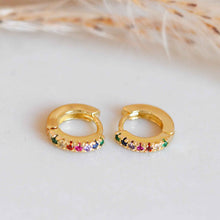 Load image into Gallery viewer, Junk Jewels Rainbow Huggie Hoop Earrings