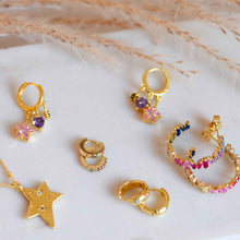 Load image into Gallery viewer, Junk Jewels Rainbow Huggie Hoop Earrings