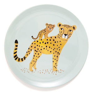 Leopard Melamine Kids Plate in Aqua