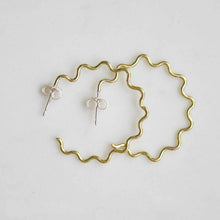 Load image into Gallery viewer, Lima Lima Wavy Brass Hoops Large