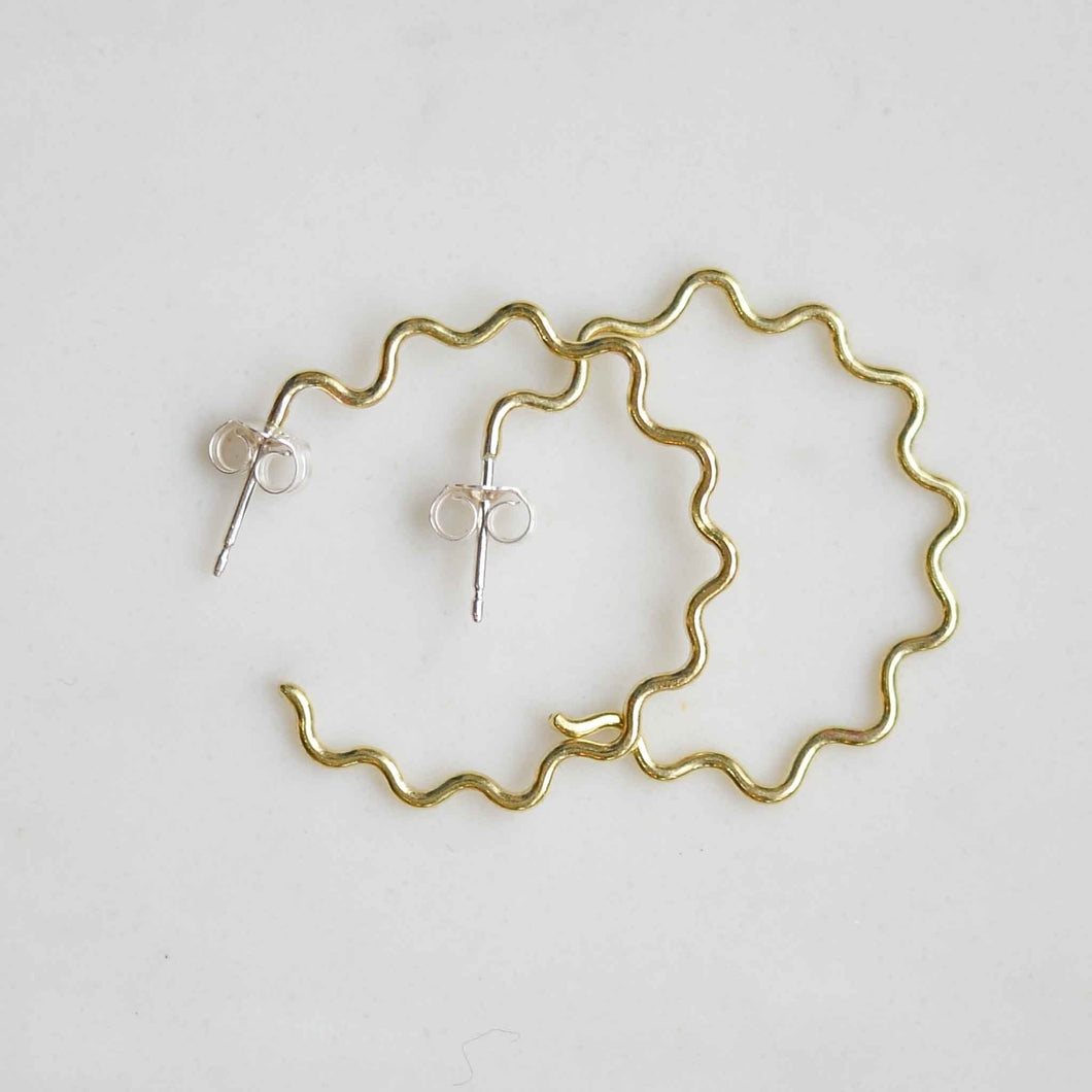 Lima Lima Wavy Brass Hoops Large