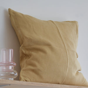 Linen yellow square cotton cushion IB Laursen filler inner cover