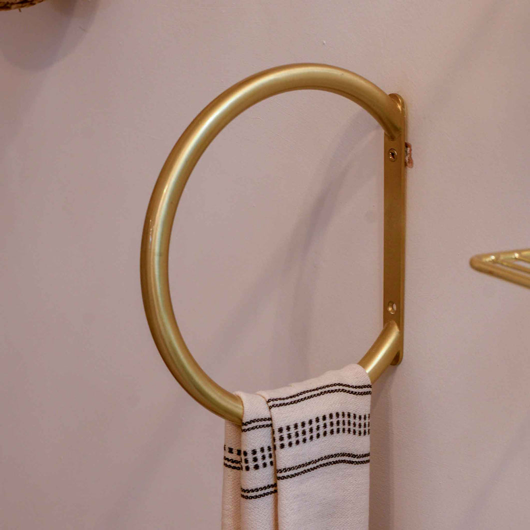 Loop Wall Fixed Towel Holder in Brass