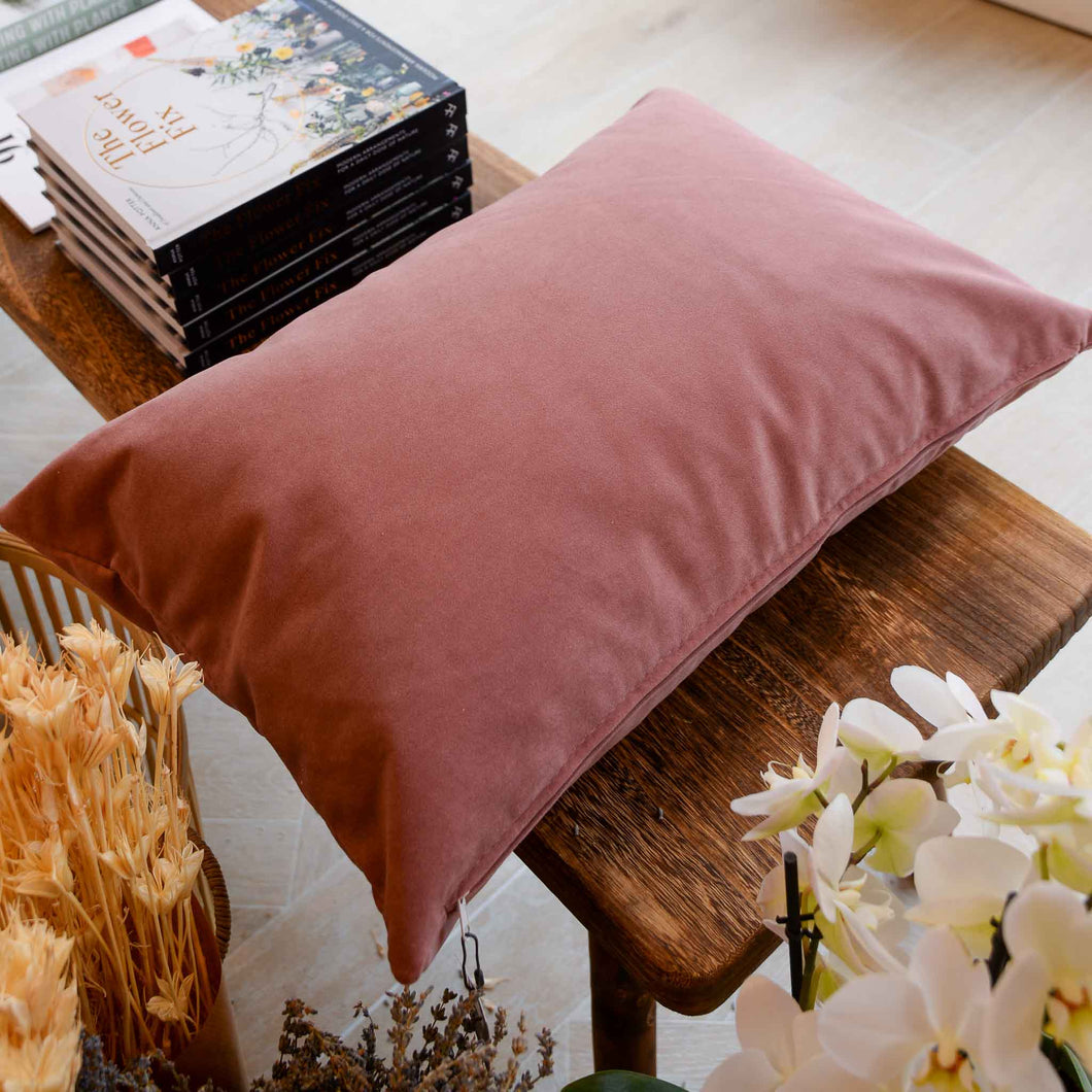 pink rose velour cushion