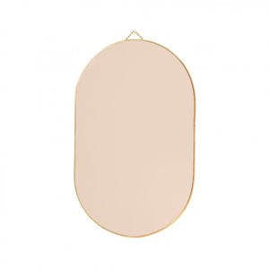 Oval Rose Gold Mirror with Brass Chain and Edging