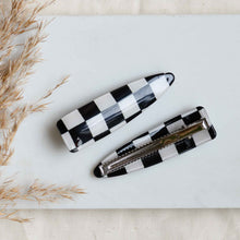Load image into Gallery viewer, Adorro Black and White Chequered Hair Clip