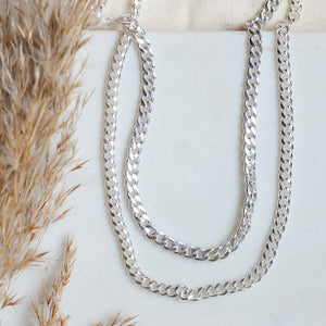 Pilgrim Blossom Curb Chain Necklace in  Silver