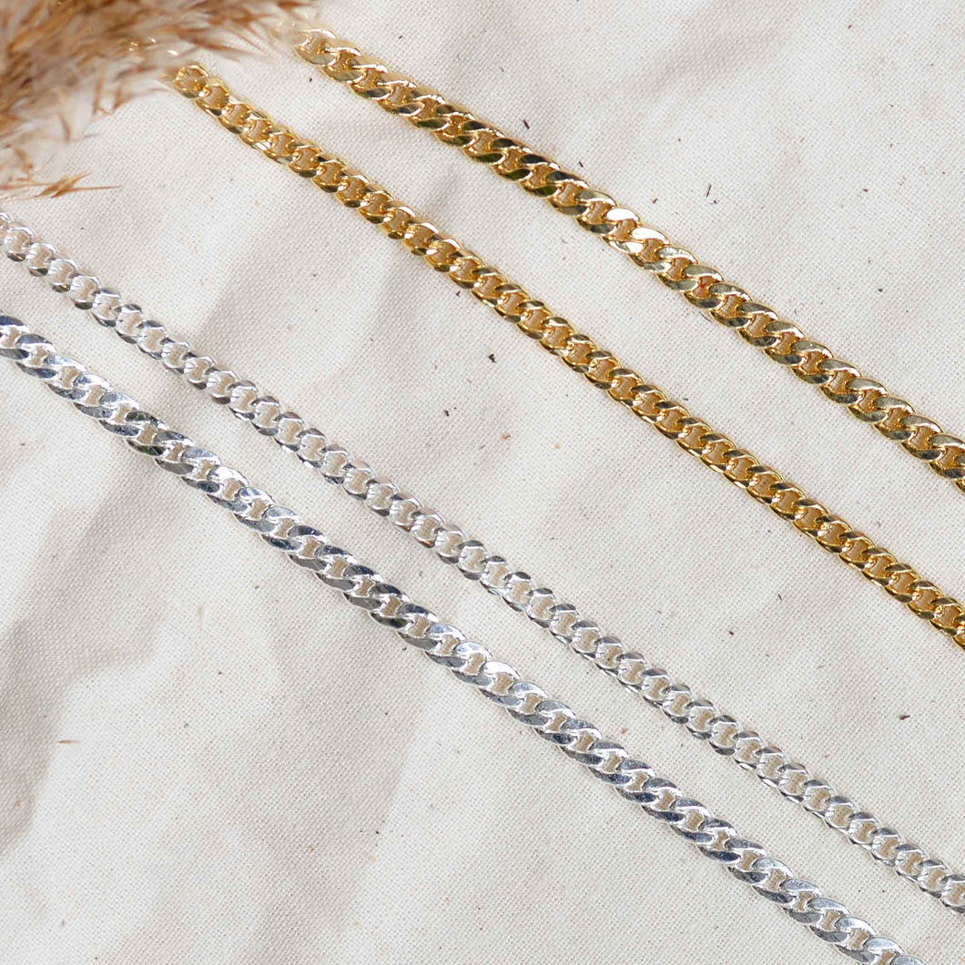 Pilgrim Blossom Curb Chain Necklace in Gold or Silver
