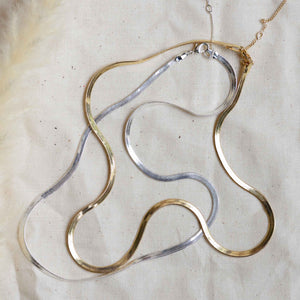 Pilgrim Joanna Flat Snake Chain Necklace in Gold or Silver