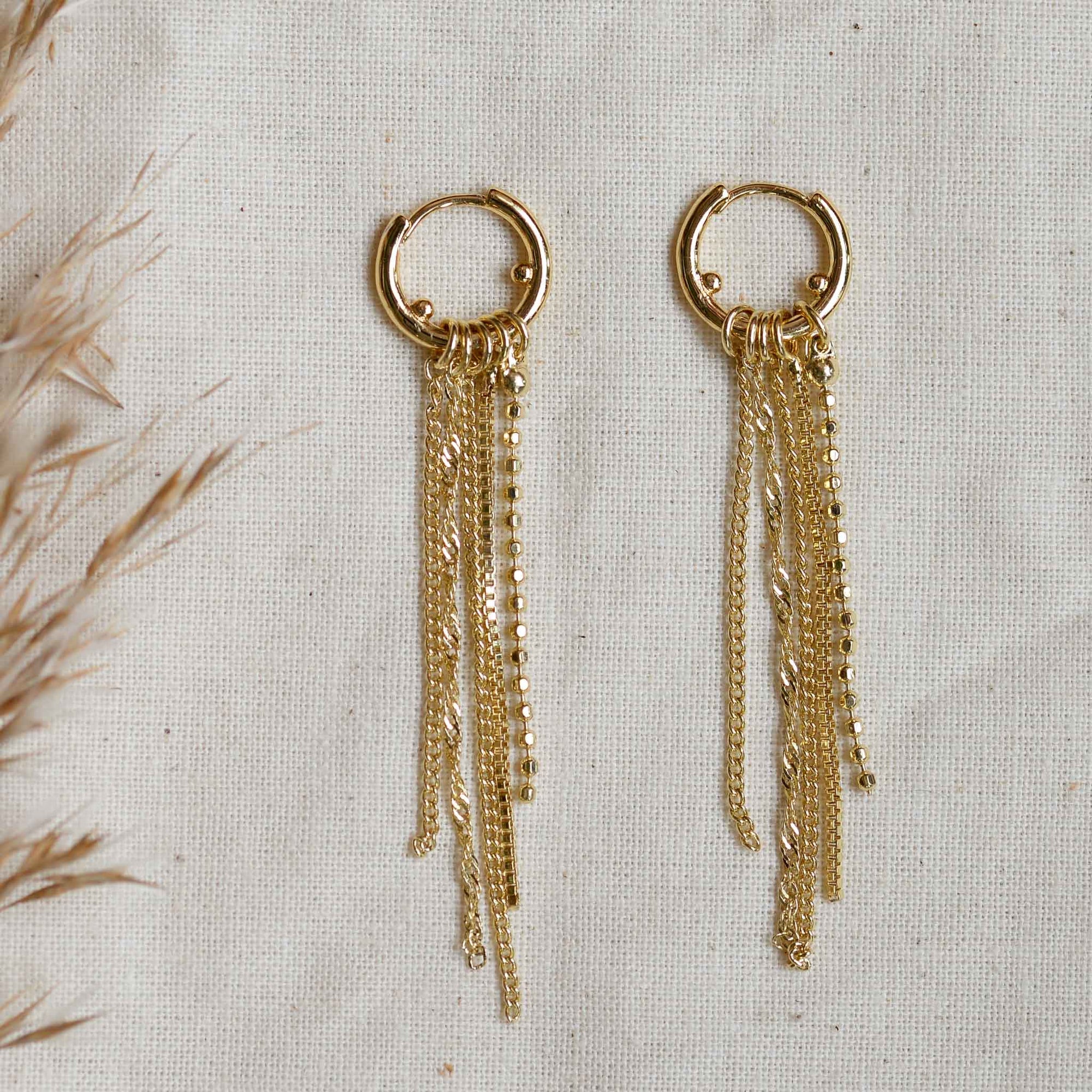 Pilgrim Nur Chain Fringe Hoop Earrings