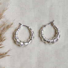 Load image into Gallery viewer, Pilgrim Eileen Twirl Hoop Earrings in Silver