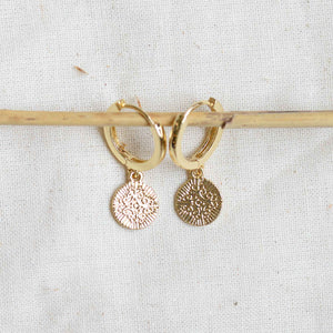 Pilgrim Nomad Coin Hoop Earrings in Gold