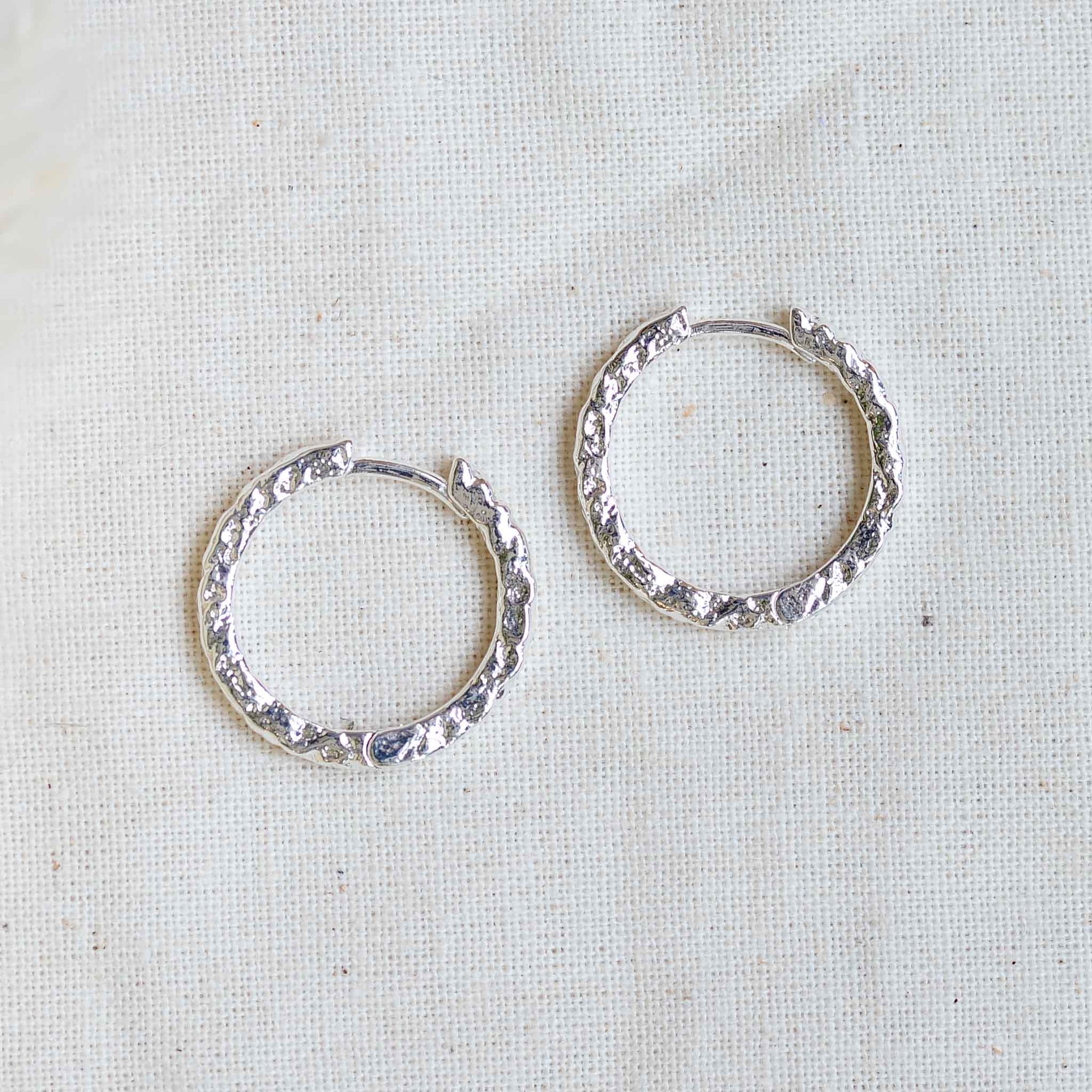 Pilgrim Elanor Rustic Hoop Earrings in Silver