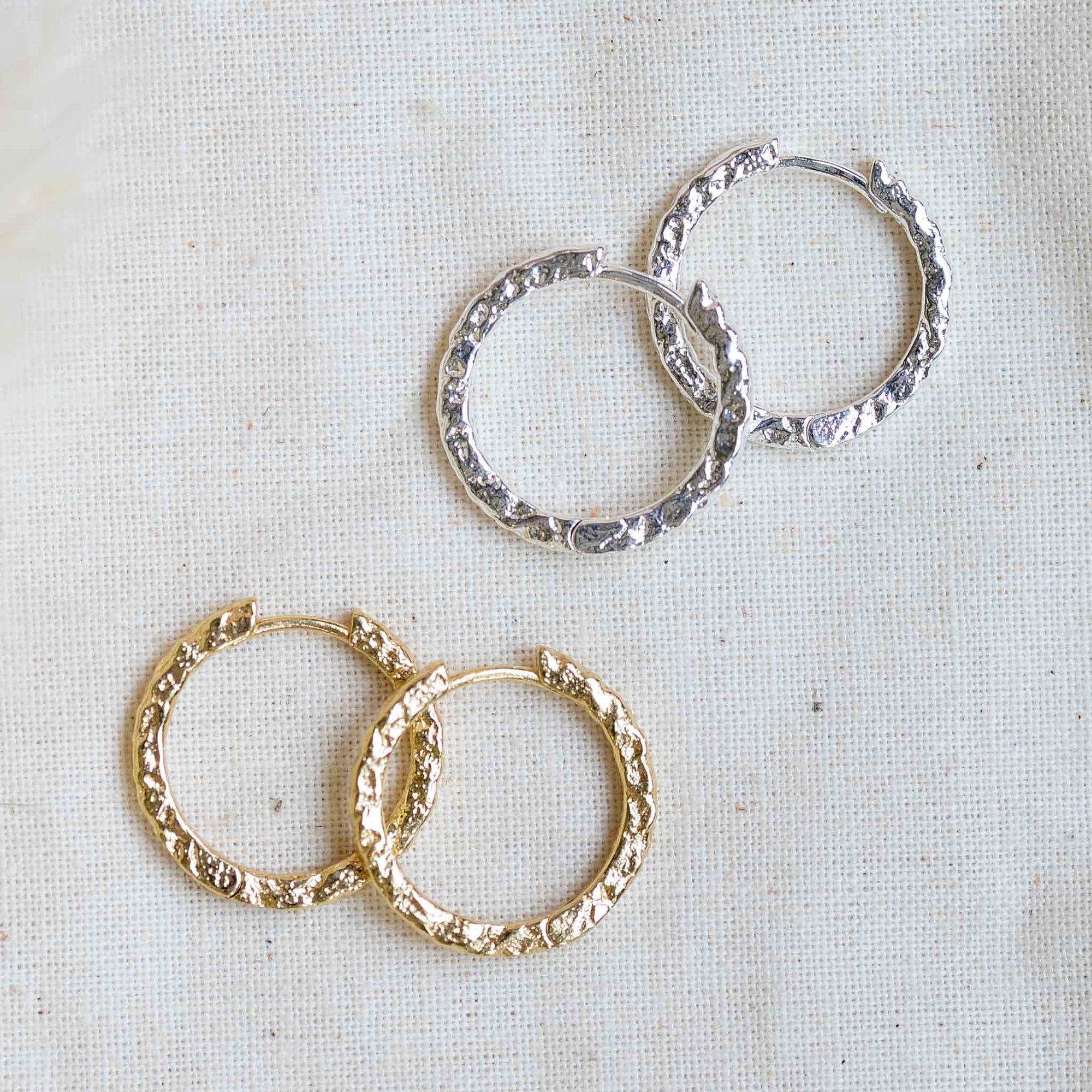 Pilgrim Elanor Rustic Hoop Earrings in Gold or Silver