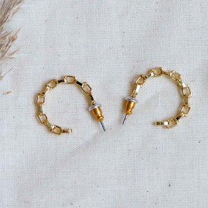 Pilgrim Eira Cable Chain Hoop Earrings in Gold