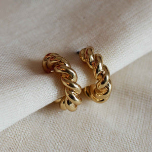 Gabrina Thick Twist Huge Hoops in Gold - Wear Layered