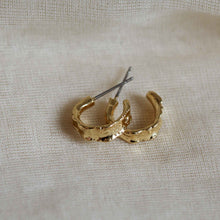Load image into Gallery viewer, Bathilda Gold Plated Textured Hoop Earrings