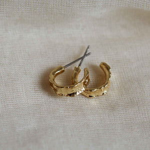 Bathilda Gold Plated Textured Hoop Earrings